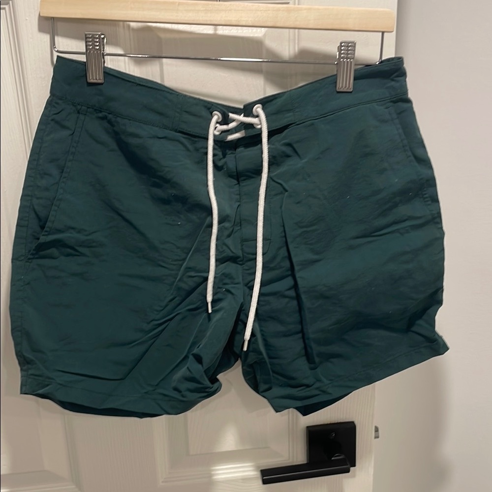Club Monaco Green Swim Trunks with Drawstring Closure